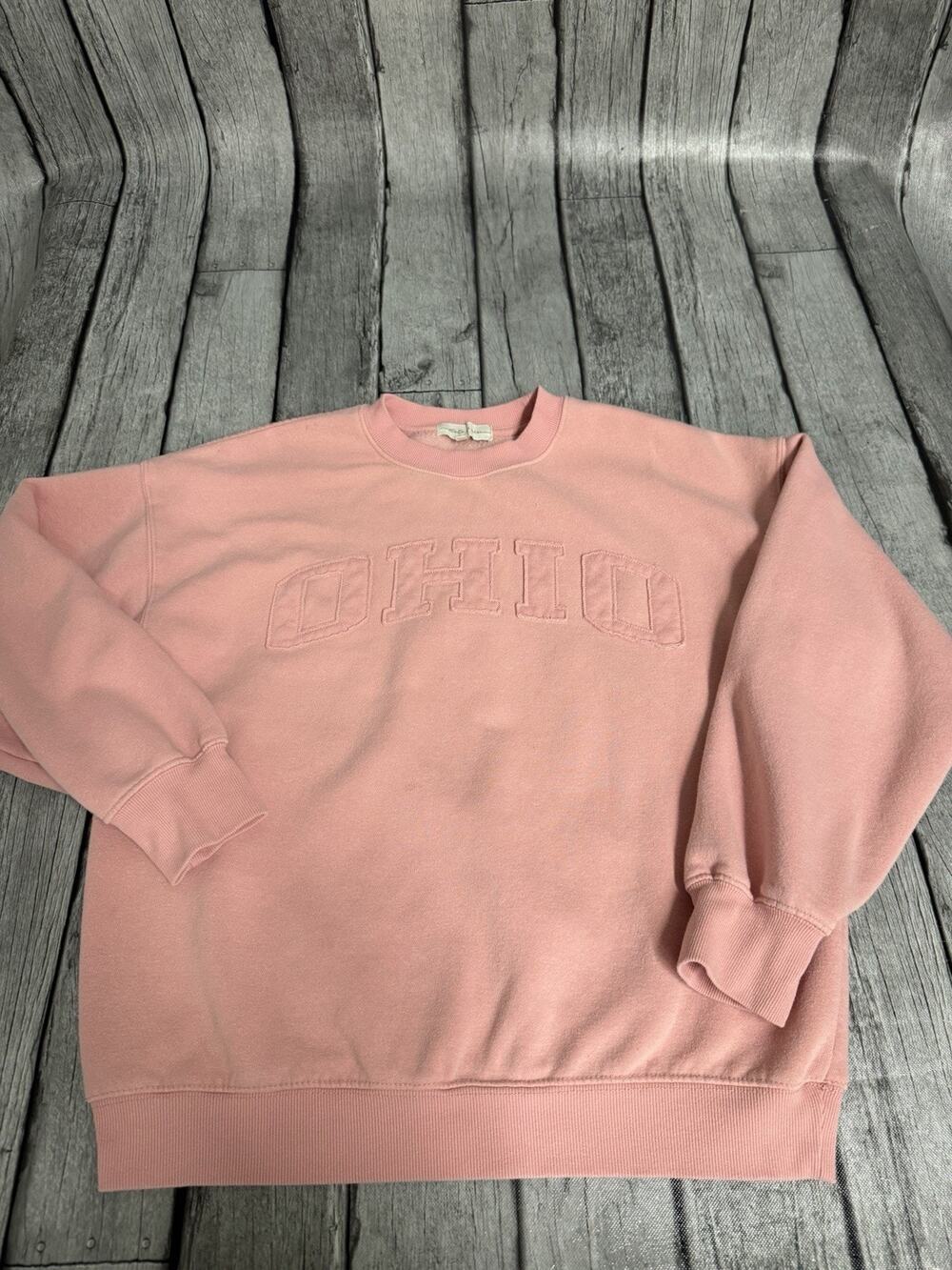 Women’s State Of Mine Ohio Crewneck Sweatshirt Light Pink Stitched Sz Medium